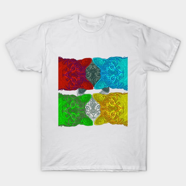 Colourful Cats (PopArt) desinged by HeiArts T-Shirt by Againstallodds68